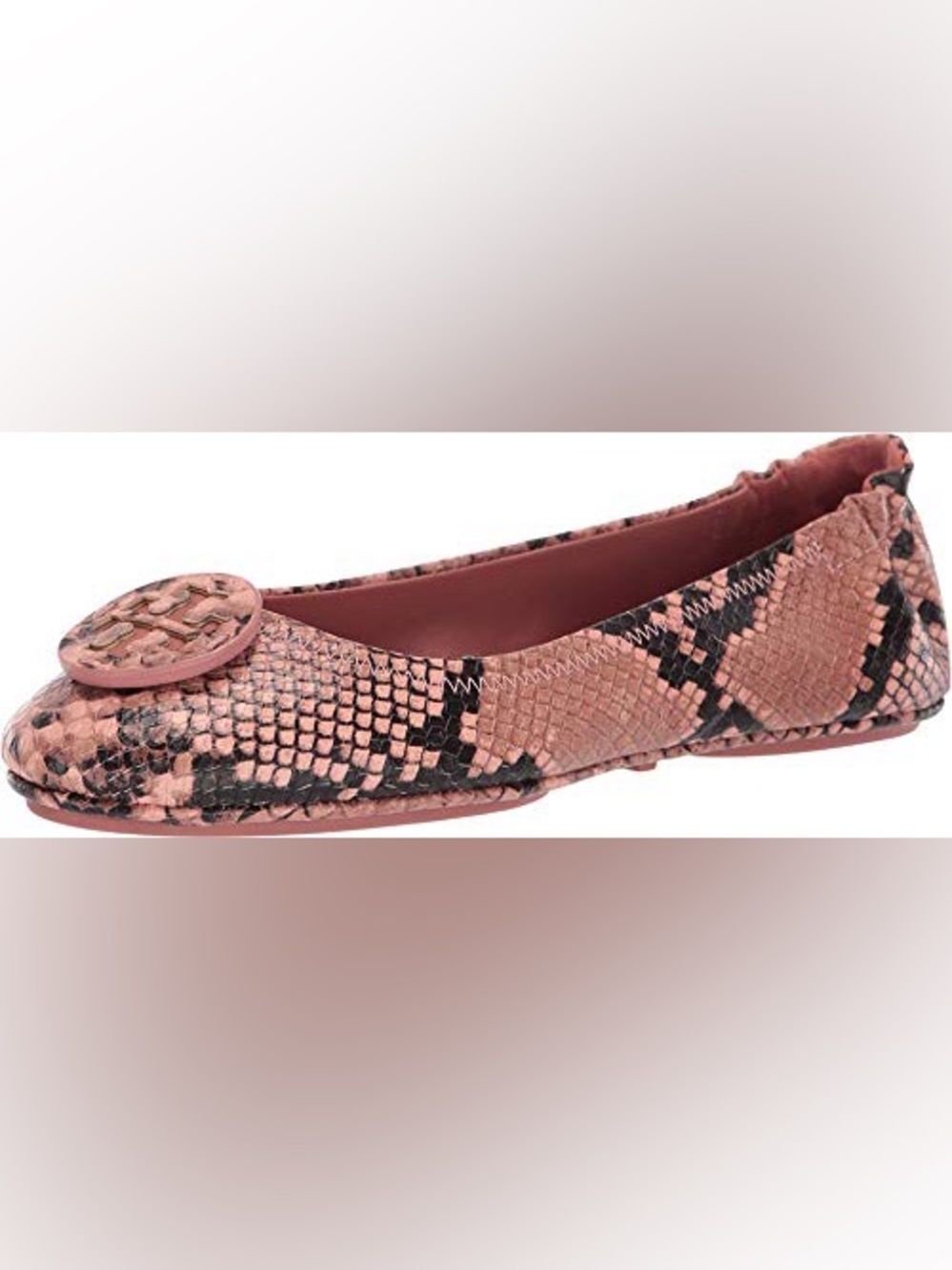 Tory Burch Minnie Travel Ballet Flats Snakeskin Embossed Size 9M, never worn.